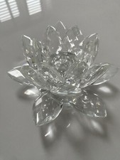 Vintage Crystal Lotus Flower Candle Holder In Original Box