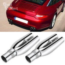 2Pcs 2.5" In 3" Out 19" Long Exhaust Dual Blast Pipe Tip For Porsche 911