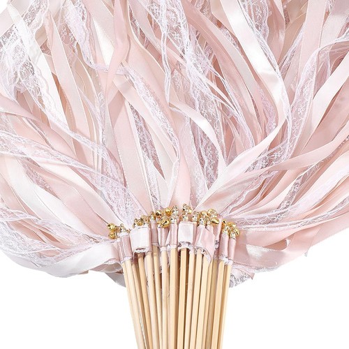100pcs white ribbon sticks - white,