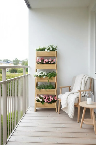 Handmade wooden tiered planter - handmade,