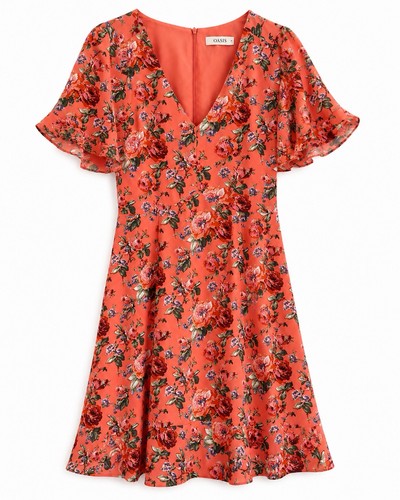 Oasis coral orange floral - coral,