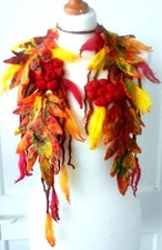 Hand Felted -ART Scarf /neclace wool merino