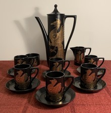 Portmeirion Black & Gold Phoenix 15 Piece Coffee Set
