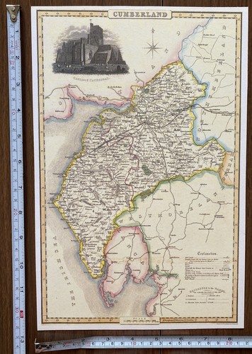 Old victorian map cumberland - map,
