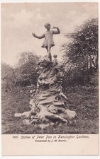 Kensington Gardens - Peter Pan Statue - J M Barrie  - c1900s London postcard