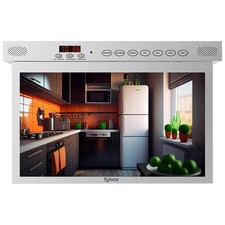 15.6'' Smart Under Cabinet TV Kitchen TV ±180°Rotation 90°Folding Silver