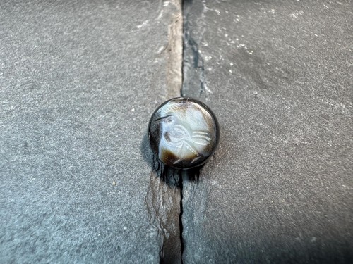 Vintage black agate intaglio - vintage,