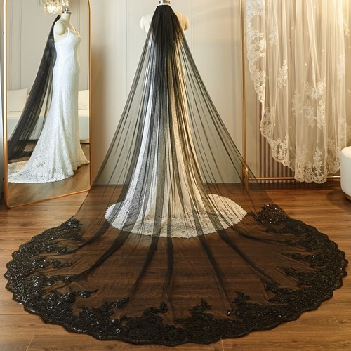 Cathedral black wedding - wedding, veil