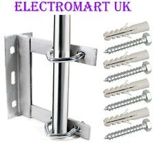 TV AERIAL WALL MOUNT BRACKET 6" X 6" GALVANISED INCLUDING V BOLTS AND FIXINGS