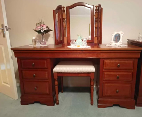 Brown wooden dressing table - brown,