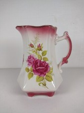 Nwao Ywao Staffordshire Iron Stone Pink Jug Vintage 18cm tall