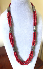 Red Coral 4 Strand Beaded