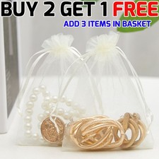 25 & 50 Organza Bags Wedding Party Favour Gift Candy Jewellery Pouch Large Small