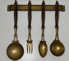 Brass Kitchenware Holder, Wood