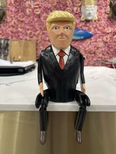 ChiselCraft Wooden Shelf Sitting Wood Carving Model Donald Trump Character