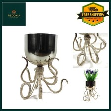 Silver Metal Octopus Planter