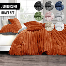 Ribbed Cord Duvet Set Pillowcase Reversible Heavy Faux Fur Thermal Bedding