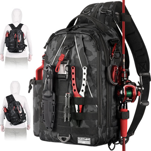 Fishing tackle sling backpack - fishing,