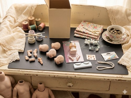 Vtg doll making supply lot - doll,