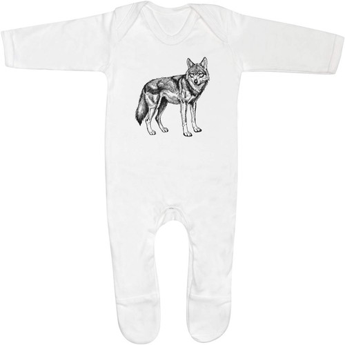 Wolf standing baby sleepsuit - 'wolf,
