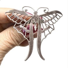 LUX Vintage Sterling Silver Butterfly Ring, Wide, Knuckle Duster, Size 8