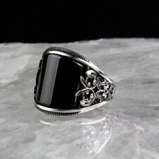 Onyx Men silver ring Handmade Pure 925 SILVER stone wedding jewelry gift Box