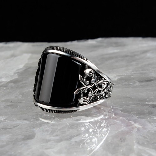 Onyx men silver - onyx, ring