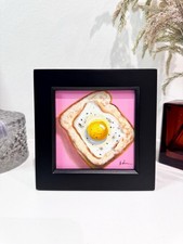 Omlet Bread Original oil painting-Still Life FRAMED Food Fine Art Signed