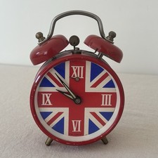 Vintage 1960s Mechanical Alarm Clock - Red Union Jack, Made In Germany, Retro