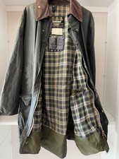 Original Barbour Border Green Wax Jacket Including Barbour Warm Pile Lining