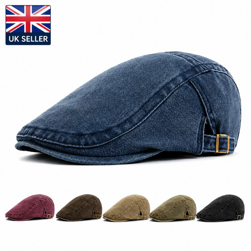 Men flat cap washed - men, newsboy