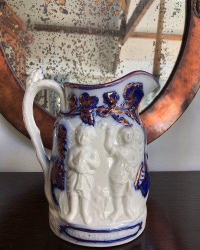 Staffordshire flow blue white - blue,