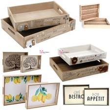 Rustic Wooden Serving Tray – Breakfast, Bamboo, General Store, 3 Sizes & Sets