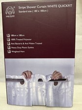 Vinn Dunn White Stripe Quickfit Textile Shower Curtain 180cm X 180cm New.