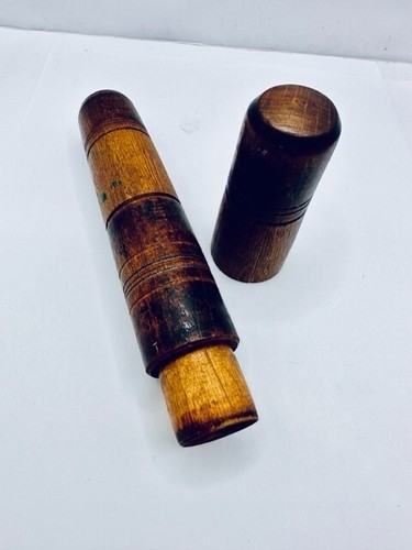 Antique treen wood needle - needle, case