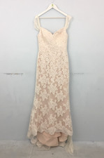 Wtoo Women's Wedding Dress Size 10 Ivory On Blush Lace Tulle Trumpet Used F1