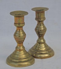 Pair of Brass Round Miniature Candlesticks