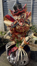 Garuda Statue Wooden Balinese Indonesian Carved  Hindu God Colourful