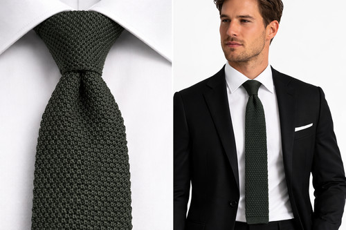 Waffle men knitted tie grey - tie,