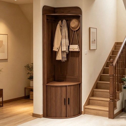 Corner hall tree - with, storage