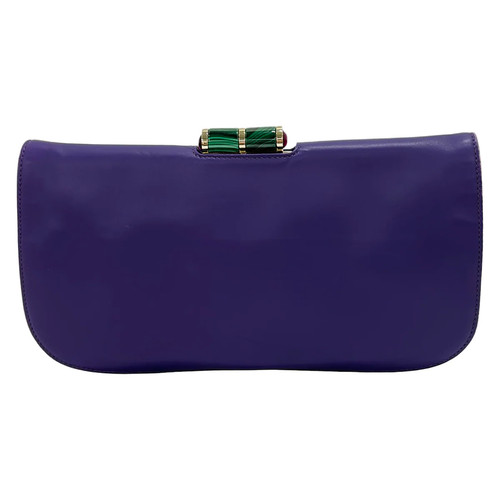 Bvlgari purple leather clutch - bvlgari,