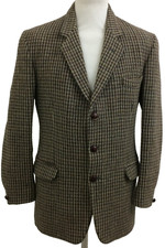Dunn & Co Men's Tweed Jacket Size 42 Brown Check Lined Pockets Buttons Used F1