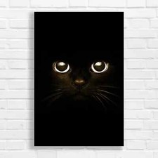 Mysterious Black Cat Sepia Canvas Print Large Picture Wall Art