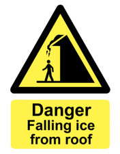 Danger falling ice from roof - danger,