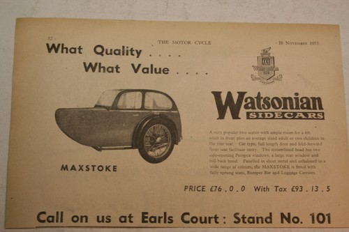 1955 advert for watsonian - 1955, "watsonian