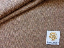 Dugdale Bros Brown Herringbone Midweight British Premium Tweed Wool Fabric 3M