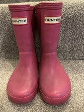 Hunter Wellies Water Boot Wellington Boots Girls Kids 8 Bright Pink