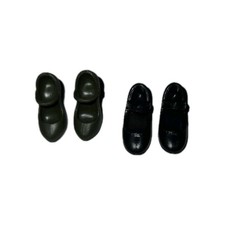 Fashion Doll 2 Pairs Shoes Black & Khaki Green Fits Modern Kids Kreation Sindy