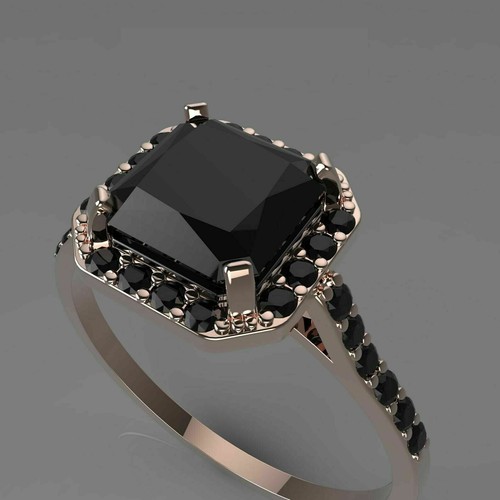 2ct princess cut black diamond - black,