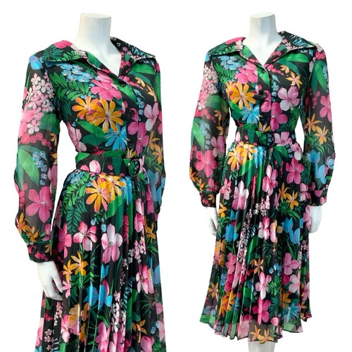 Vtg 60s 70s black pink - 60s,